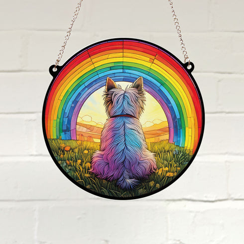 West Highland Terrier Rainbow Bridge Stained Glass Effect Suncatcher